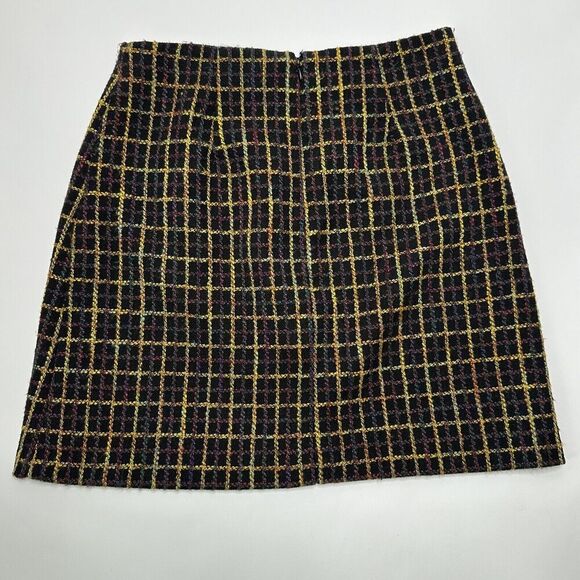 Anthropologie Hutch Windowpane Mini Skirt Tweed Size M Medium Brown Zipper - Picture 4 of 10